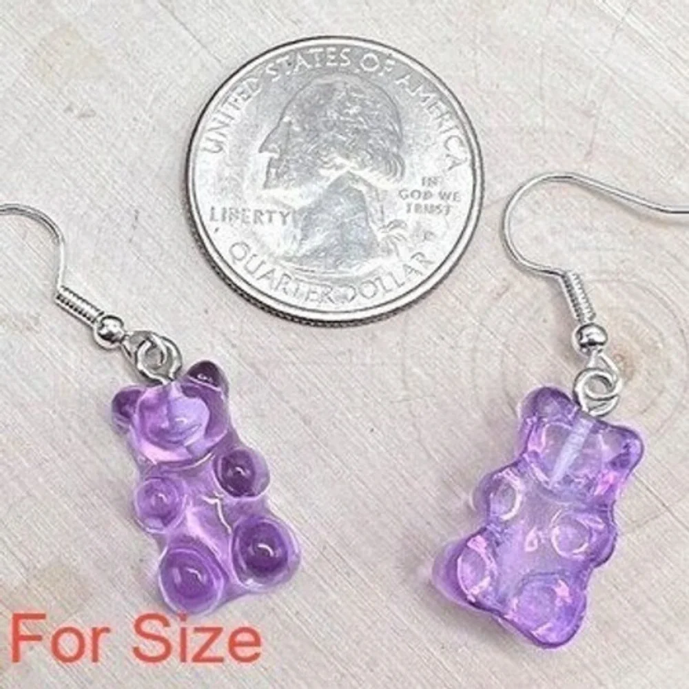 New Gummy Bear Earrings Light Orange Resin Candy Charm Dangle Drop Hook Boutique